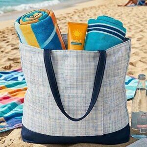HUGE XXL Handmade Tote Bag Beach Grocery Market Laundry XL Jumbo Utility Blue